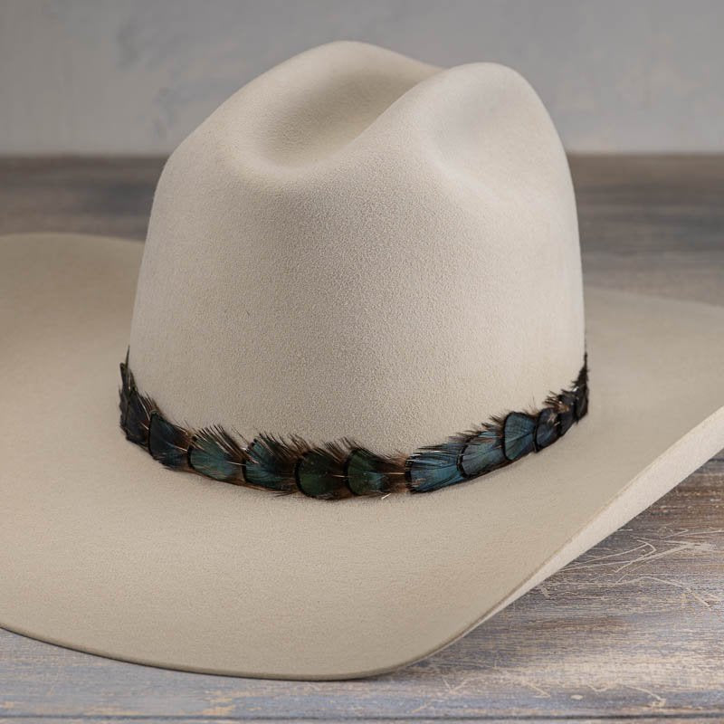 Iridescent Green Feather Hat Band - Ridge