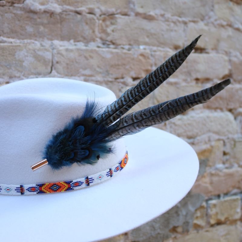 Western Feather Hat Pin Blue