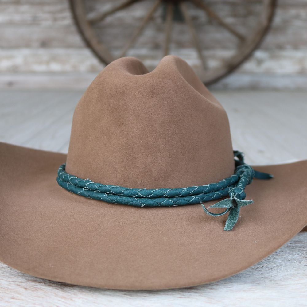 Teal Braided Leather Hat Band