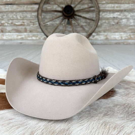 Genuine Horsehair 6 Strand Braided Hat Band with Single Tassel - Caleb