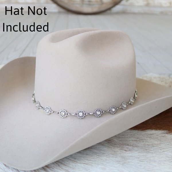 Silver Dainty Wildflower Chain Hat Band