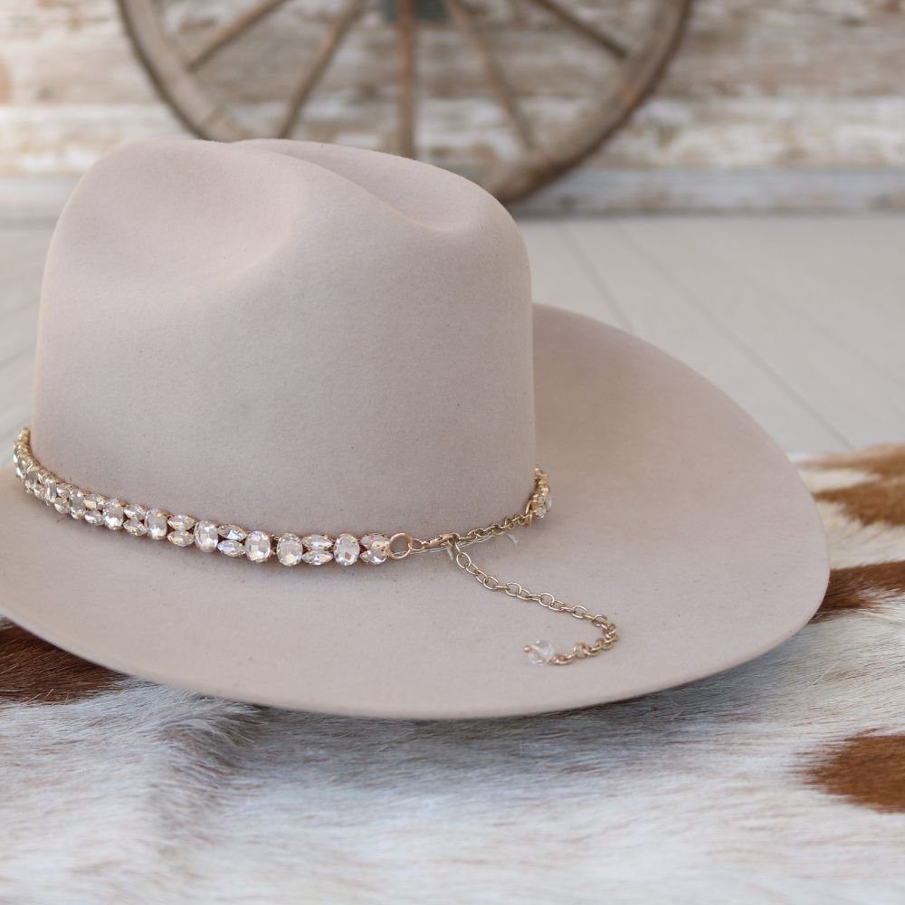 Rose Gold Rhinestone Bling Hat Band - The Kate