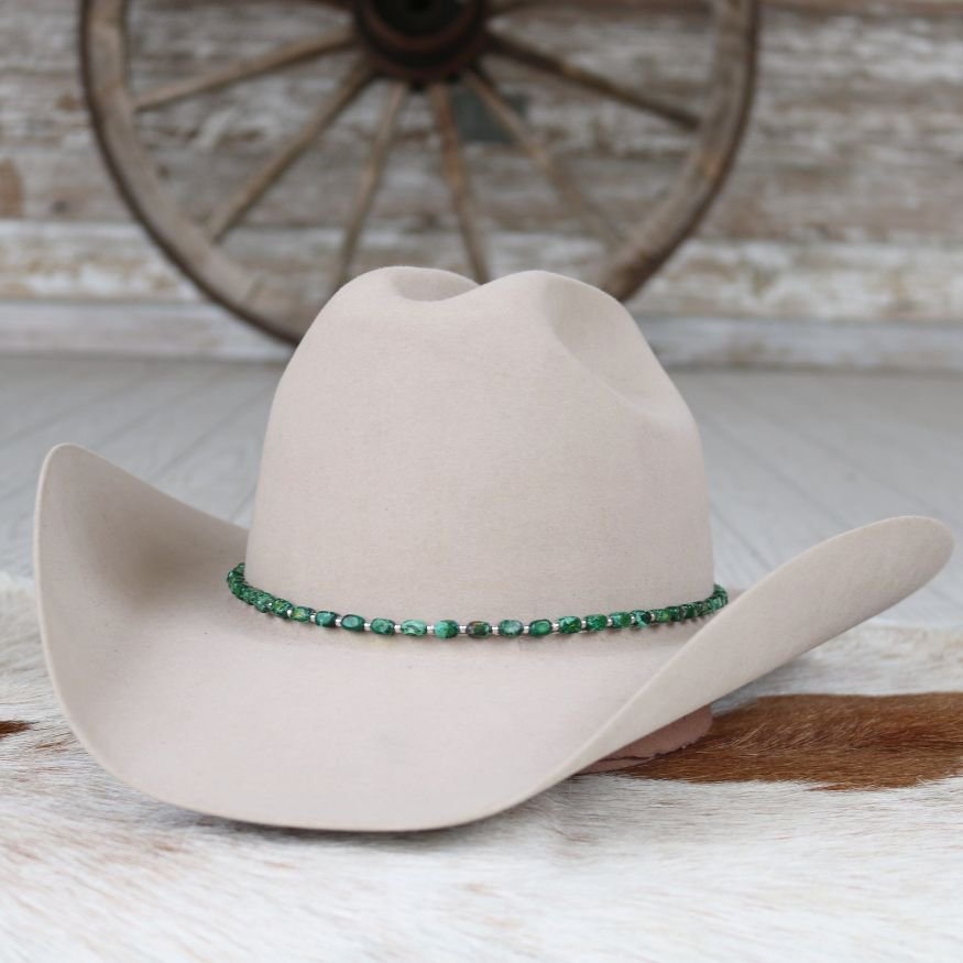 Chunky Green Stone Hat Band - Juniper