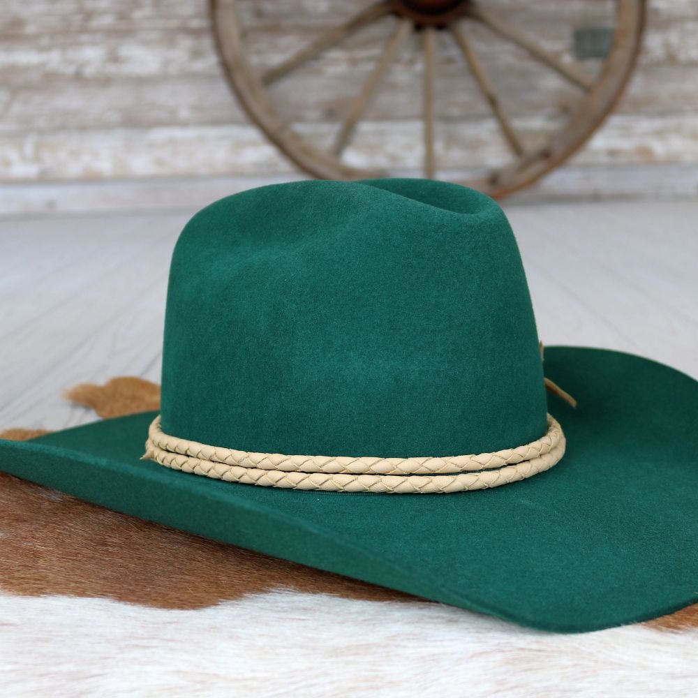 Camel Braided Leather Hat Band