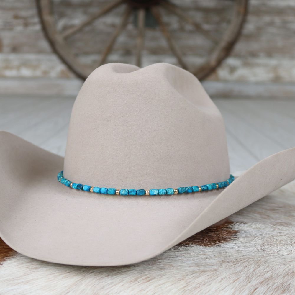 Chunky Deep Blue Stone Hat Band - Briggs