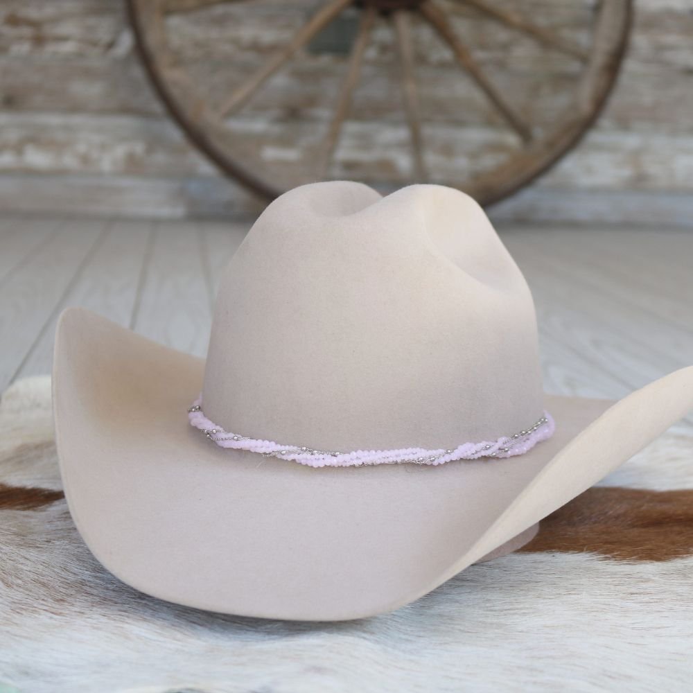 Transparent Pink Multi-Strand Beaded Hat Band