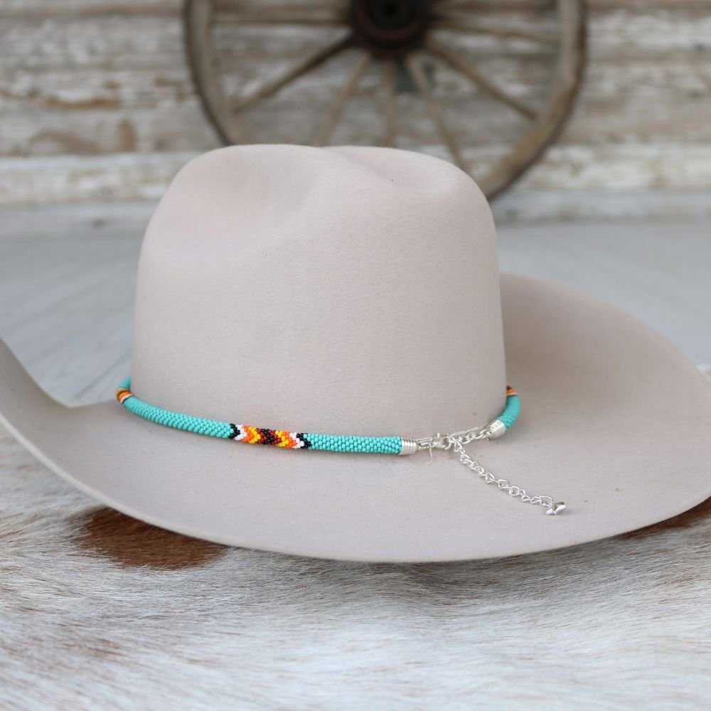 Round Beaded Hat Band (Turquoise)