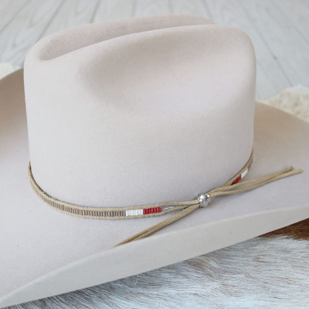 Lane Stitch Tan Beaded Hat Band