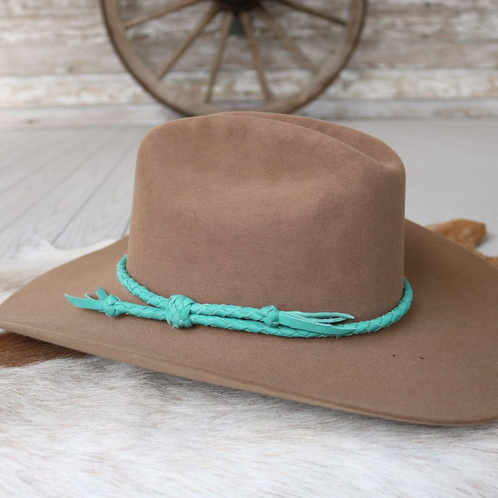 Turquoise Braided Leather Hat Band