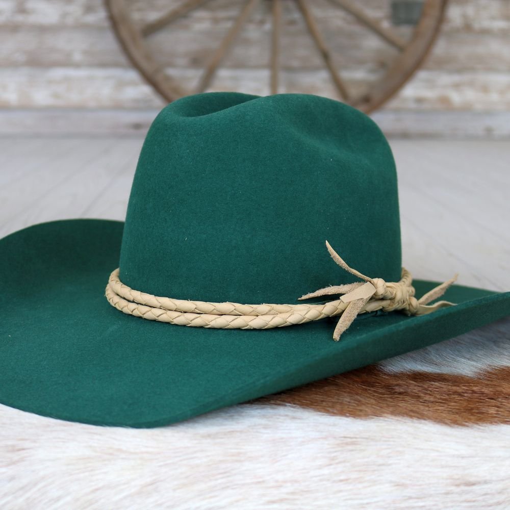 Camel Braided Leather Hat Band