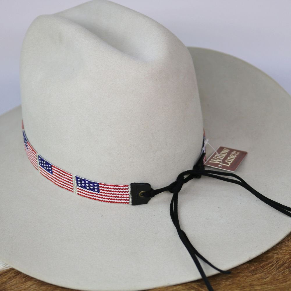 American Flag Beaded Hat Band
