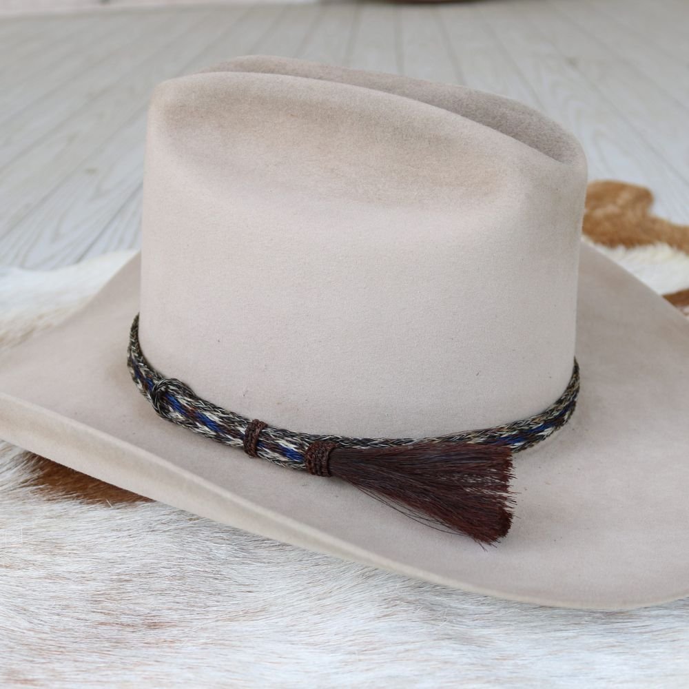 Horsehair Blue Braided Tassel Hat Band - Cobalt