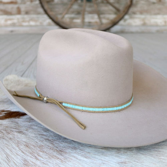 Lane Stitch Pale Blue Beaded Hat Band
