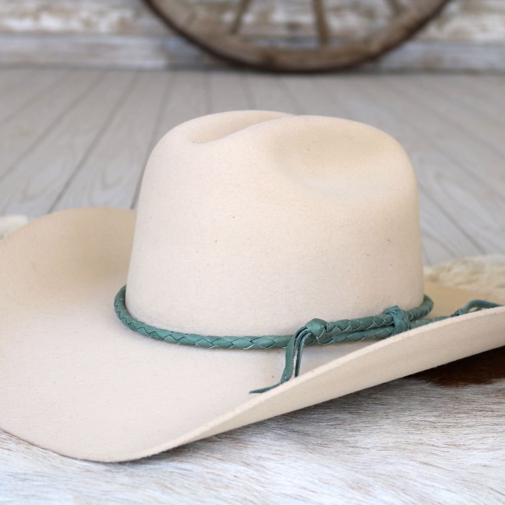 Aqua Braided Leather Hat Band
