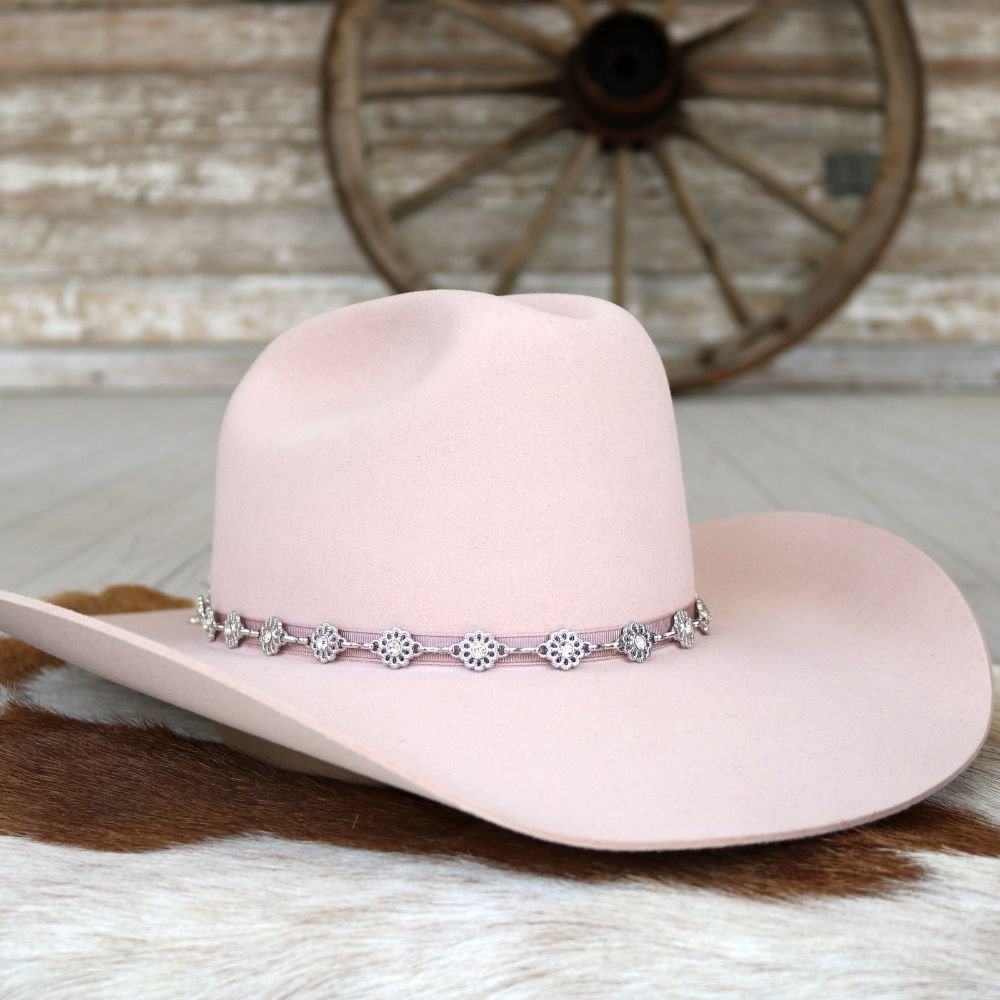 Silver Dainty Wildflower Chain Hat Band