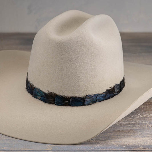 Iridescent Blue Feather Hat Band - Echo