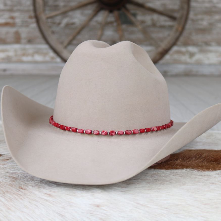 Chunky Red Stone Hat Band - Ember