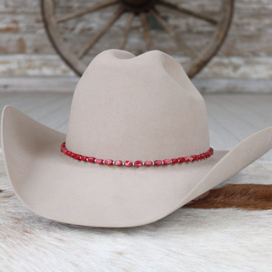 Chunky Red Stone Hat Band - Ember