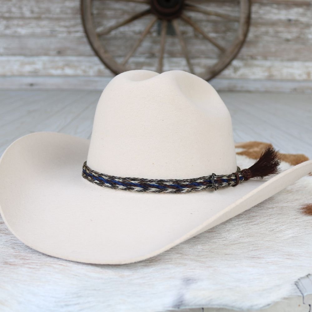 Horsehair Blue Braided Tassel Hat Band - Cobalt