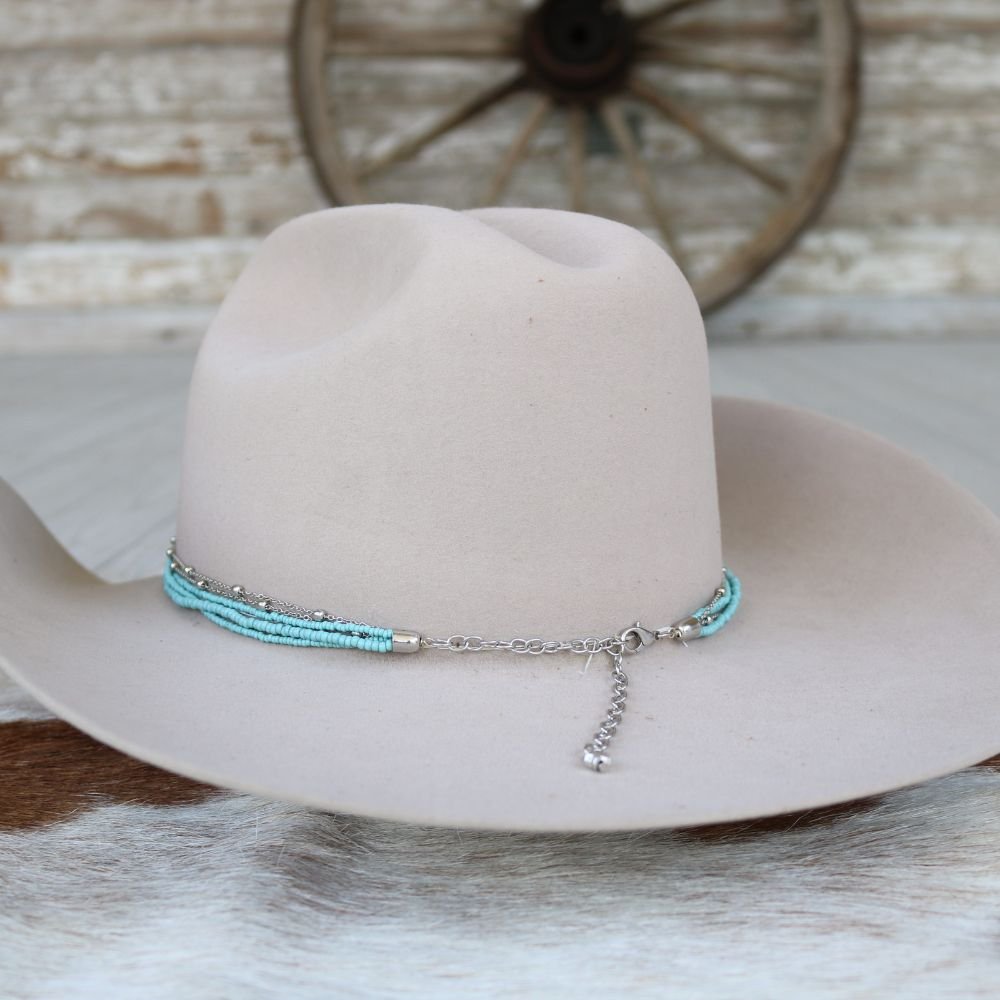 Dusty Blue Multi-Strand Beaded Hat Band