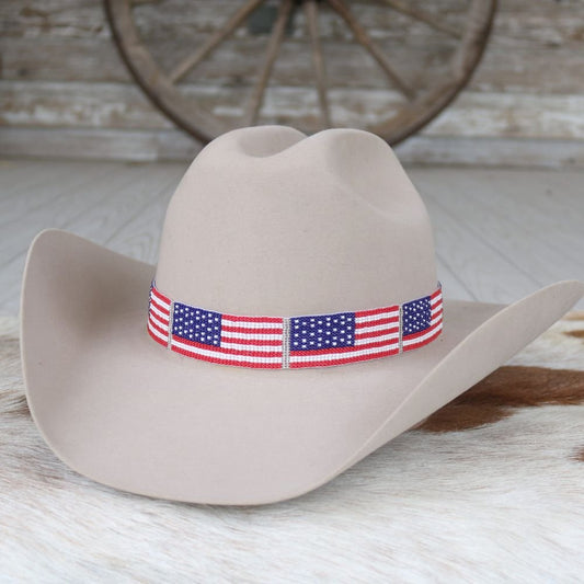 American Flag Beaded Hat Band