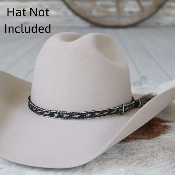 Horsehair Braided Single Tassel Hat Band - Pepper