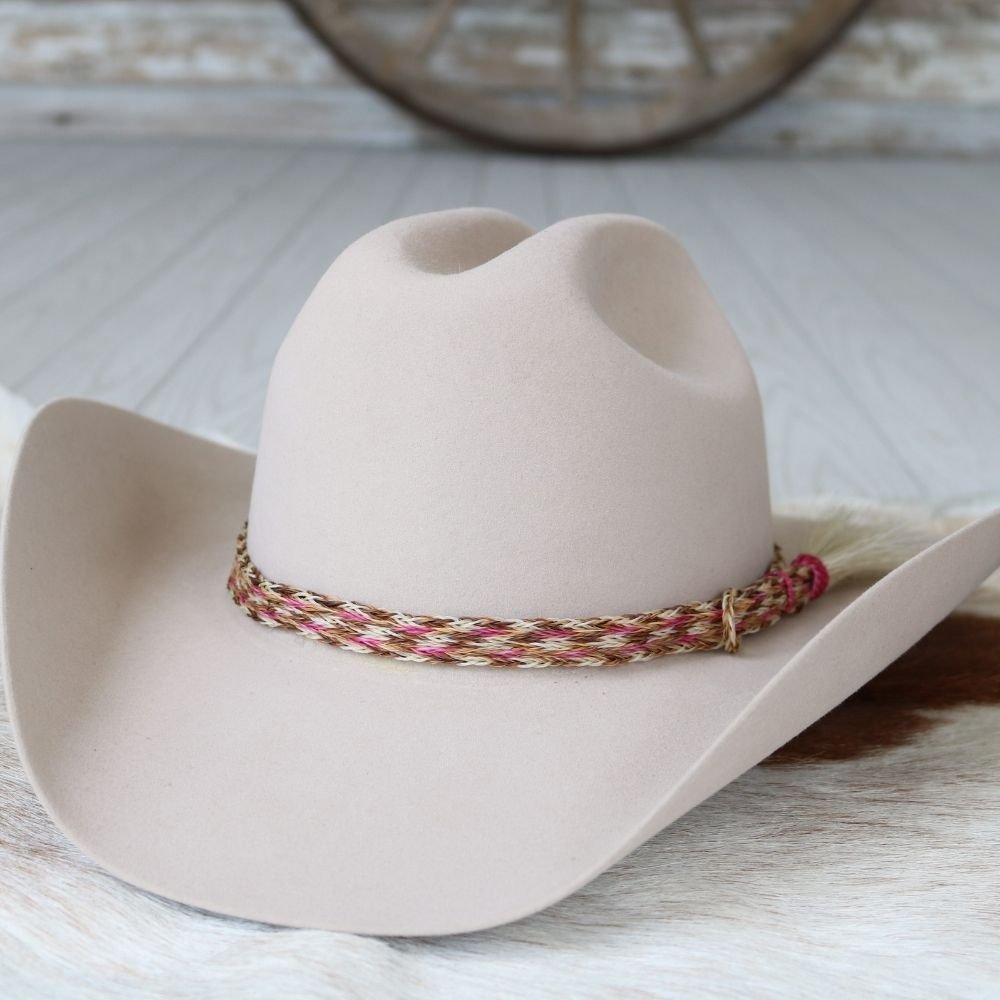 Horsehair Pink Braided Tassel Hat Band