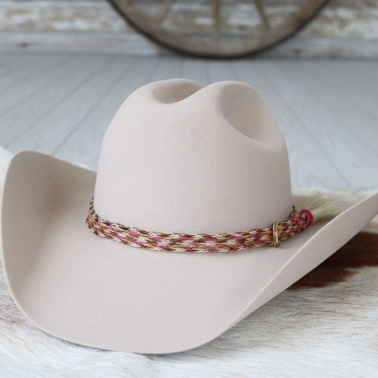 Horsehair Pink Braided Tassel Hat Band