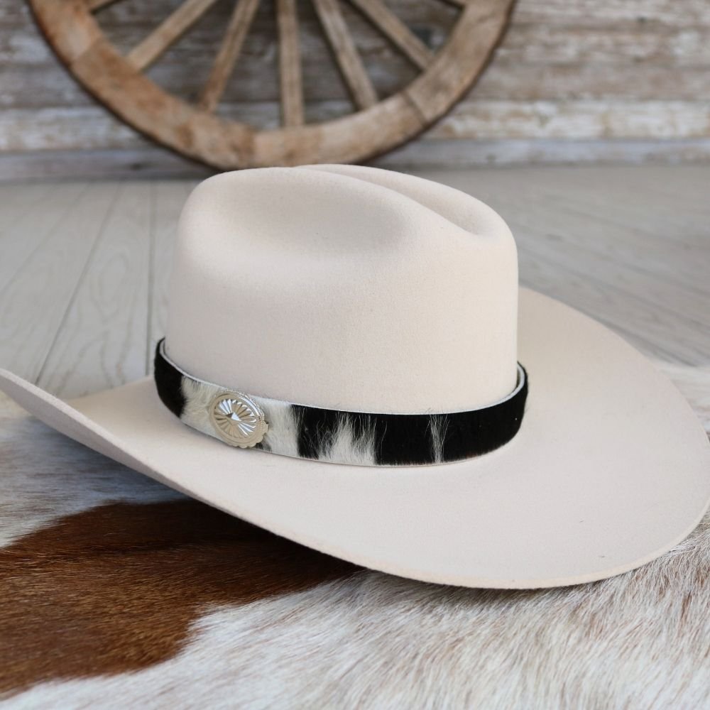 Cowhide Hat Band - Black & White