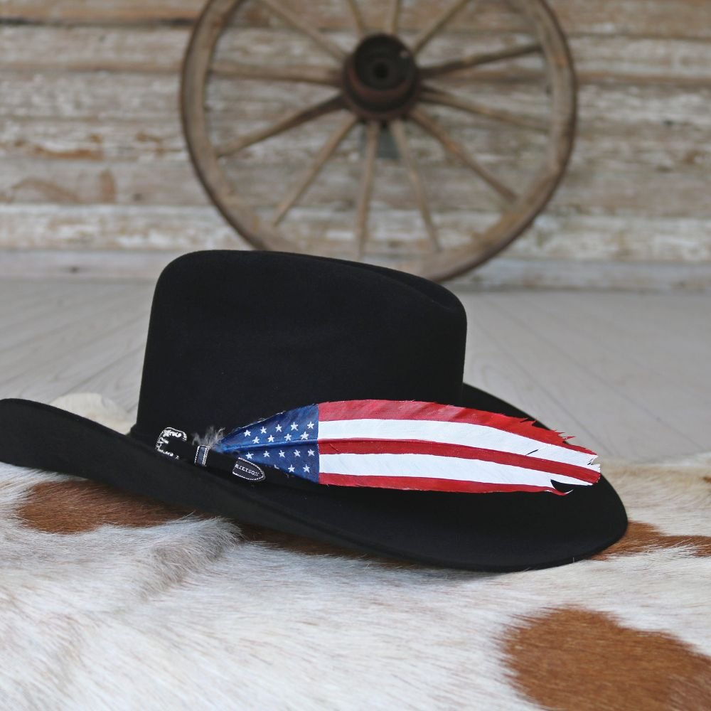 American Flag Painted Turkey Hat Feather