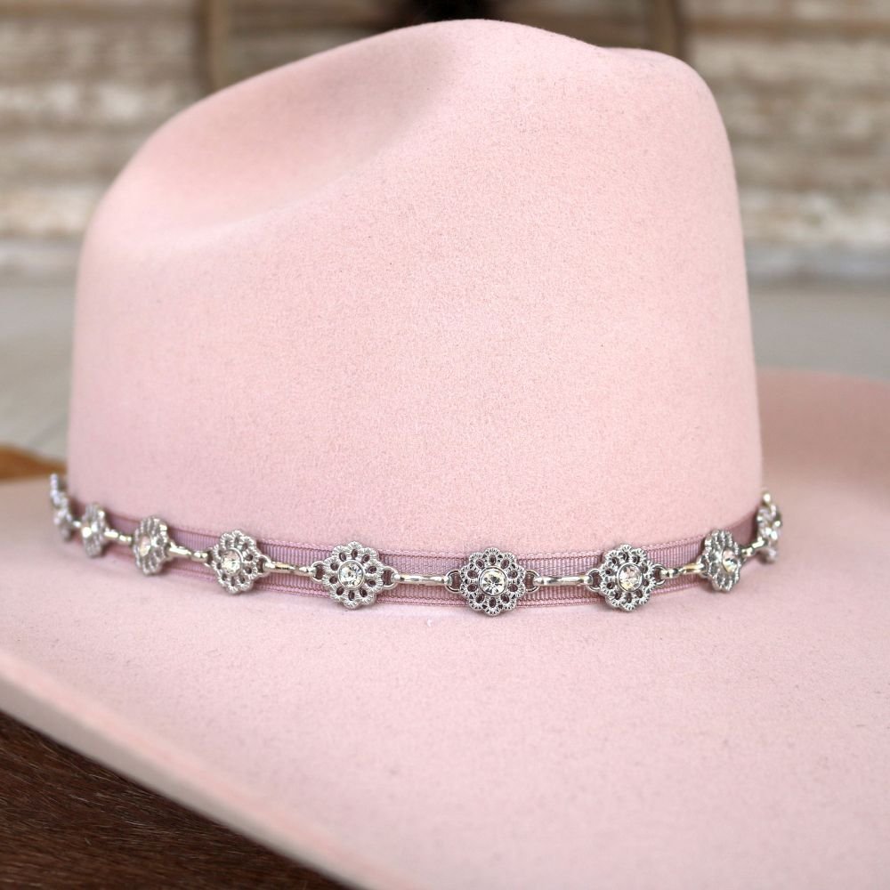 Silver Dainty Wildflower Chain Hat Band