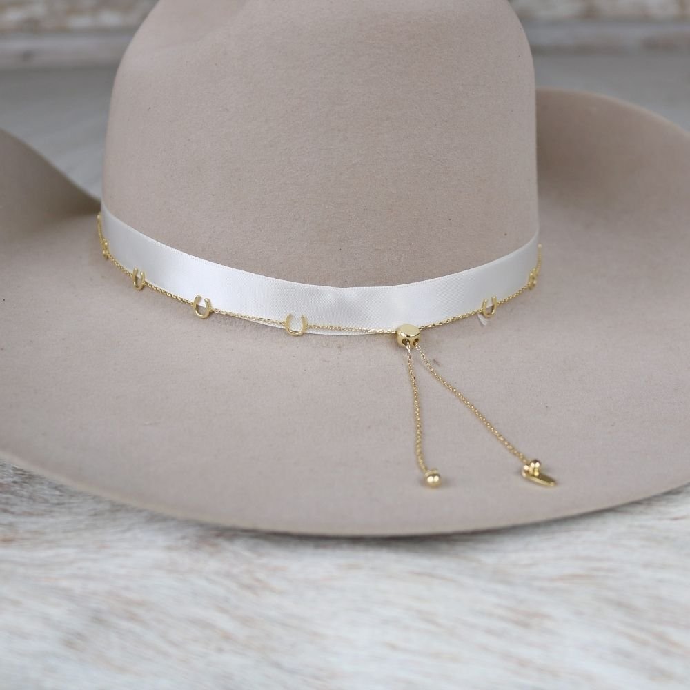 14K Gold Plated Horseshoe Chain Hat Band