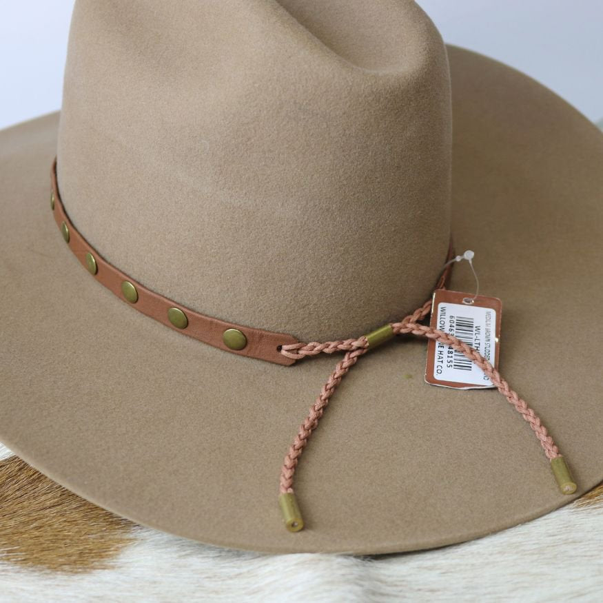 Medium Brown Studded Goat Leather Hat Band