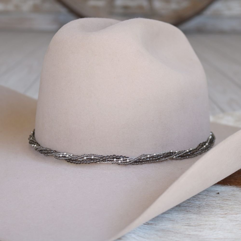 Smoke Grey Multi-Strand Beaded Hat Band