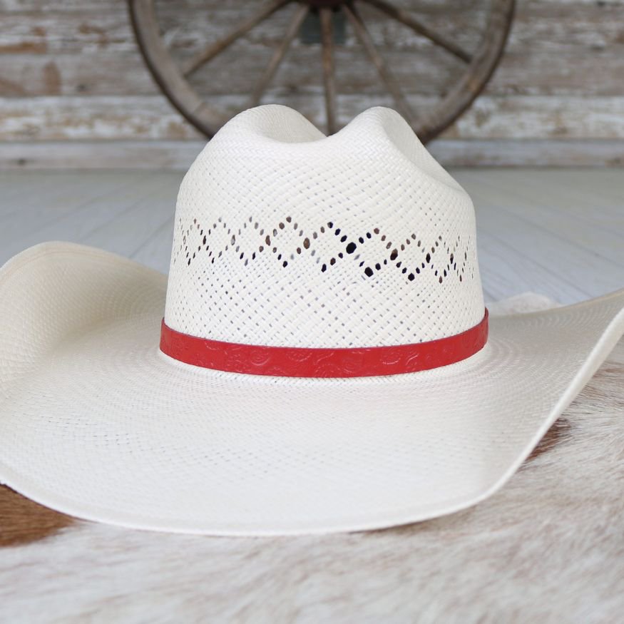 Red Paisley Leather Hat Band