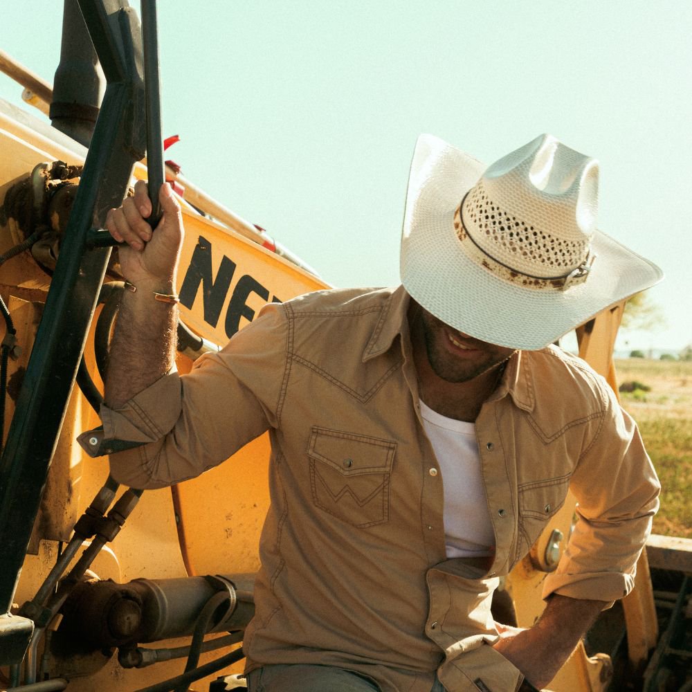 Cowhide Hat Band with Silver Buckle - Branson