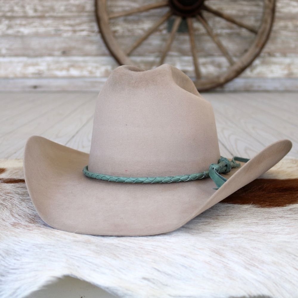 Aqua Braided Leather Hat Band