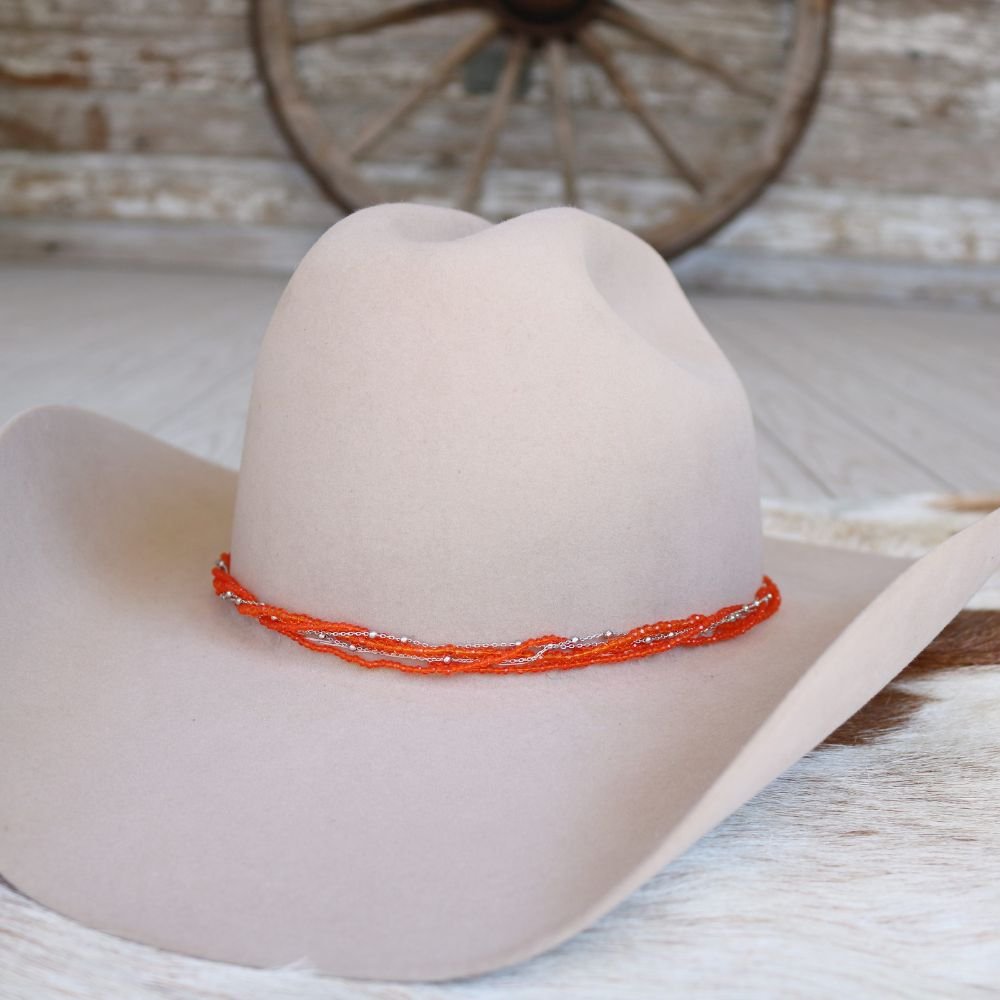 Orange Multi-Strand Beaded Hat Band