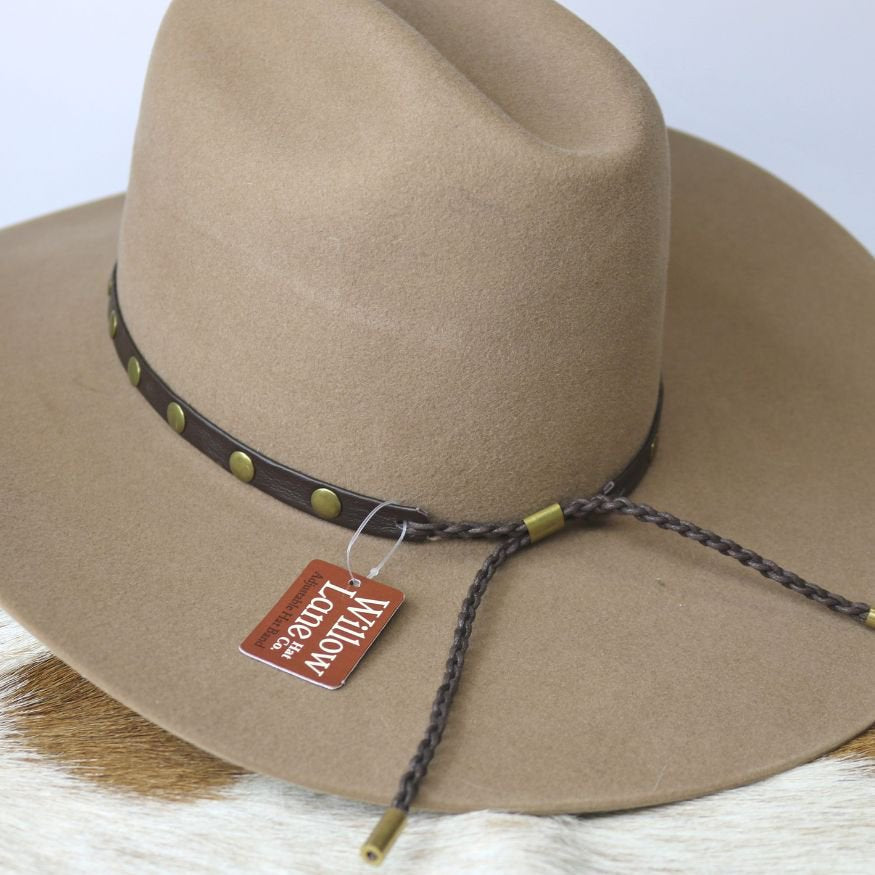 Espresso Studded Goat Leather Hat Band