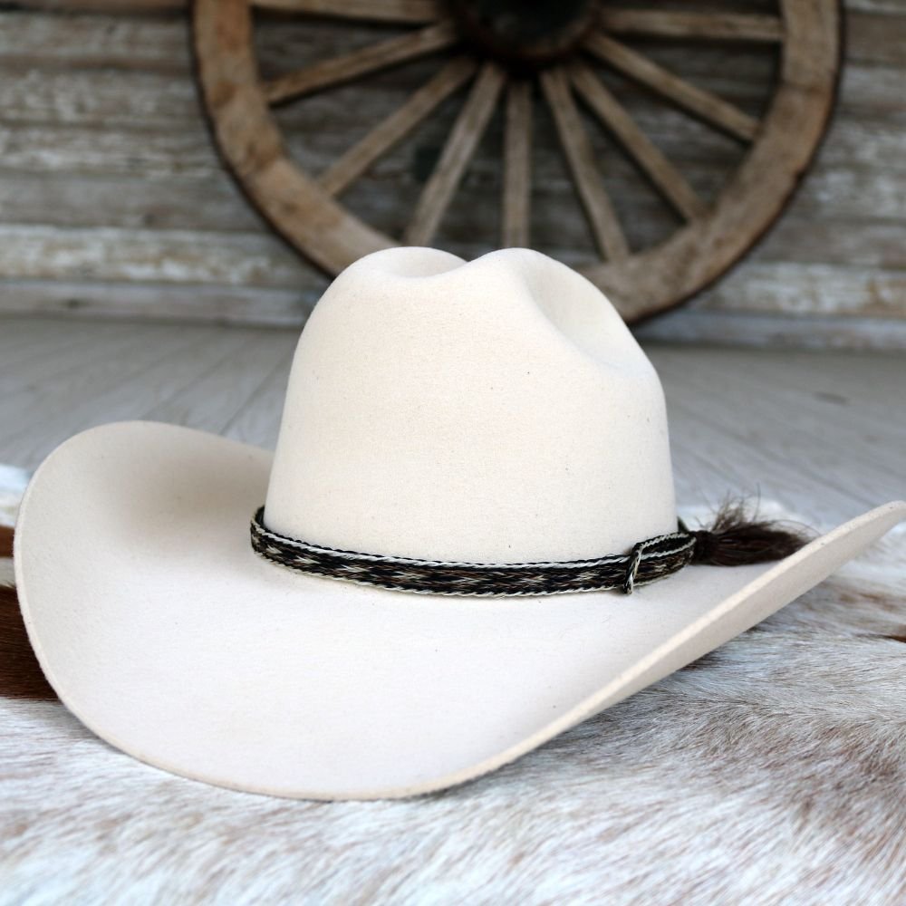 Genuine Horsehair 5 Strand Braided Hat Band with Single Tassel - Stormy