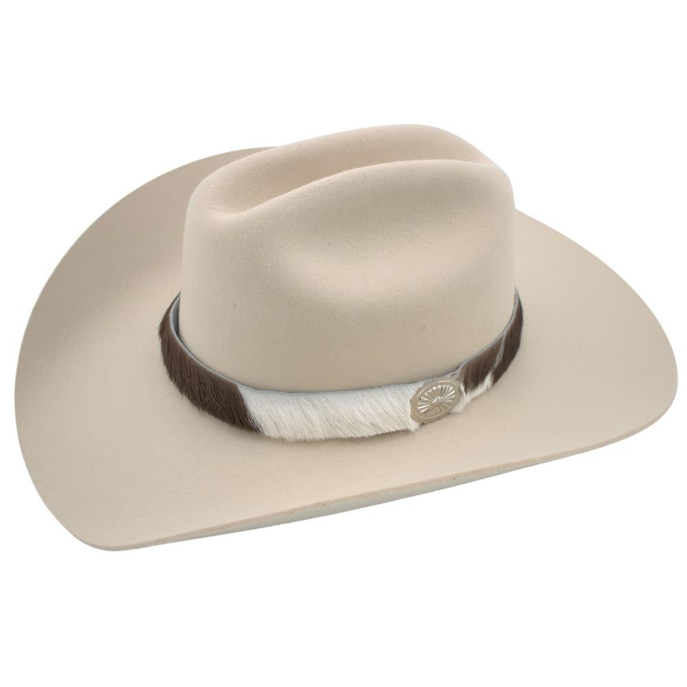 Cowhide Hat Band - Dark Brown & White