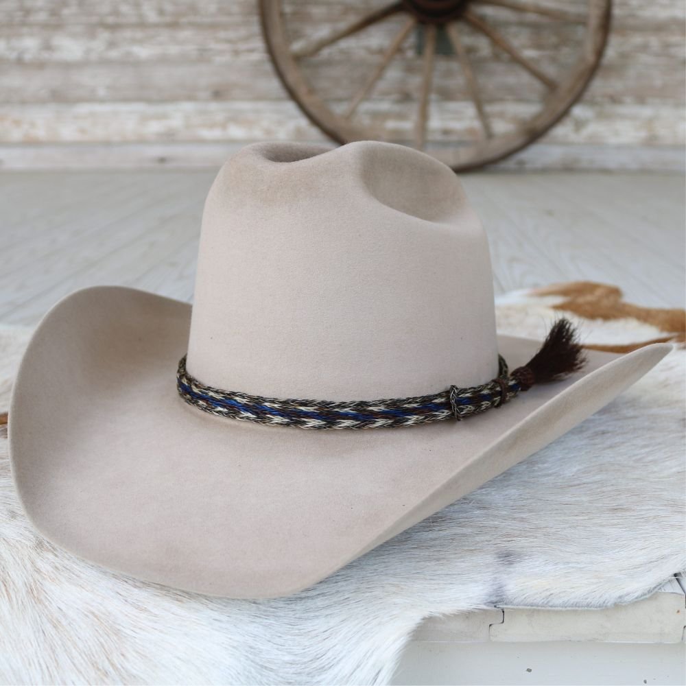 Horsehair Blue Braided Tassel Hat Band - Cobalt