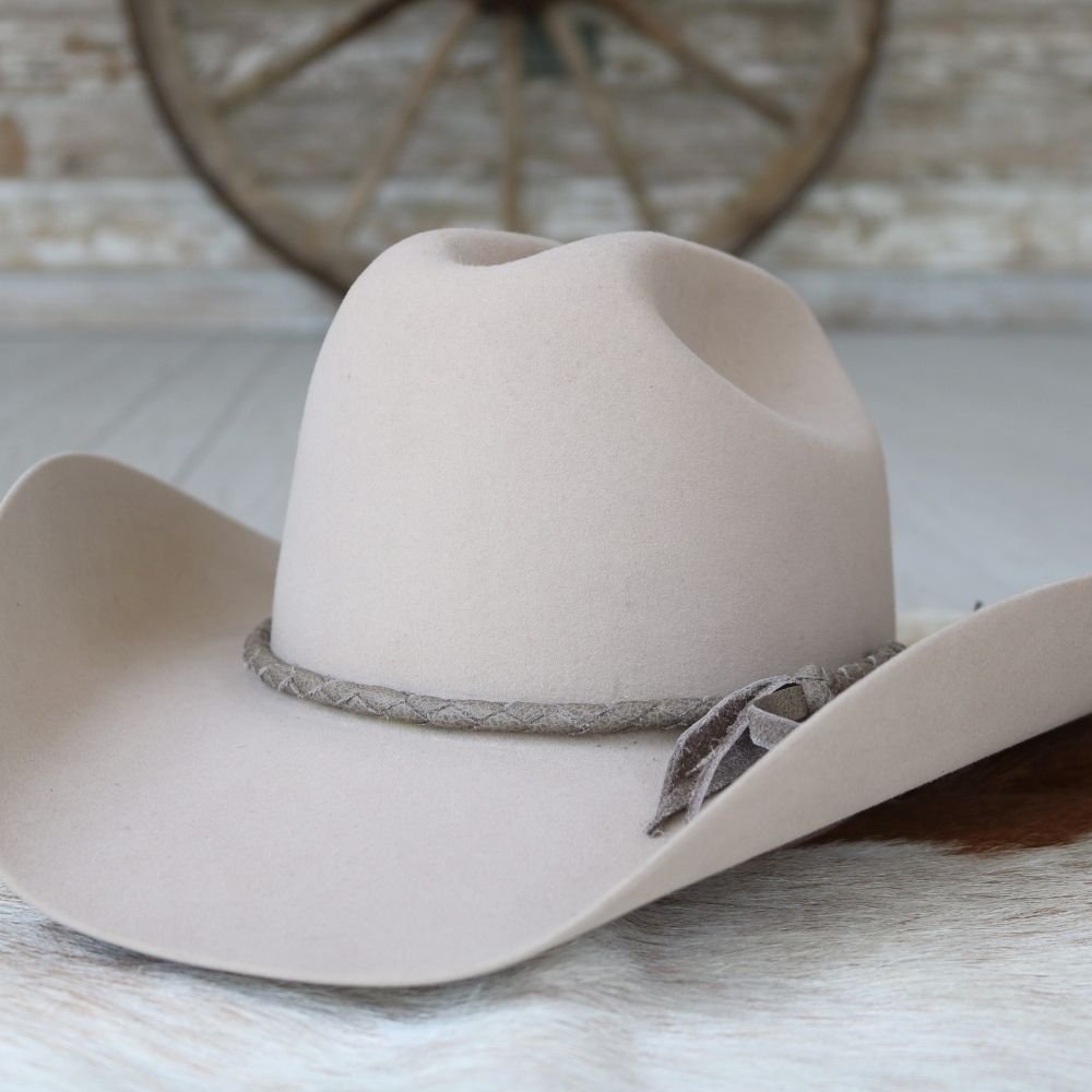 Light Grey Braided Leather Hat Band