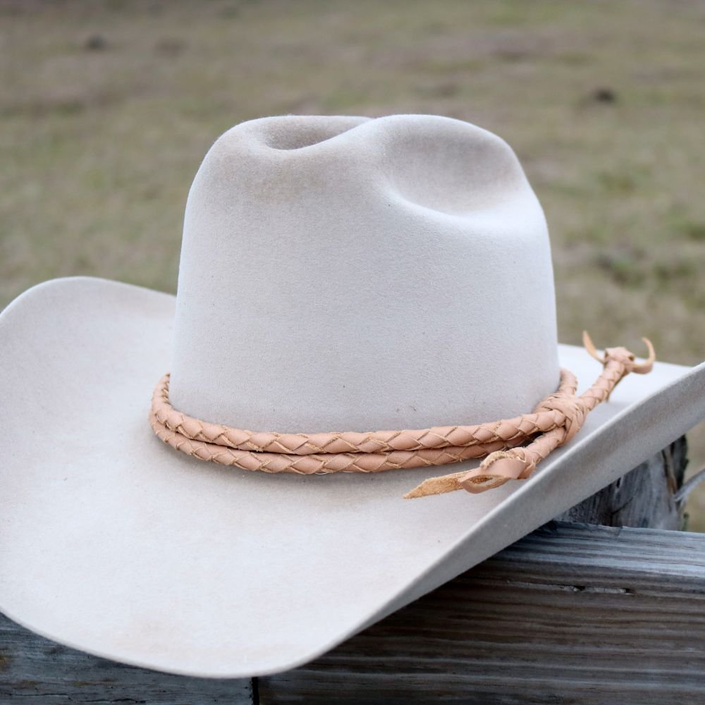 Tan Braided Leather Hat Band