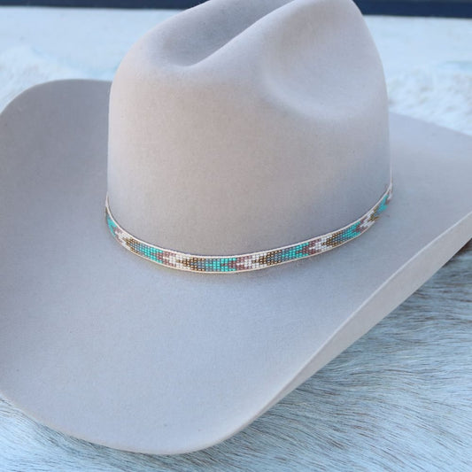 Blue Chevron Beaded Hat Band