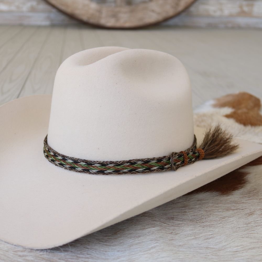 Horsehair Green Braided Tassel Hat Band