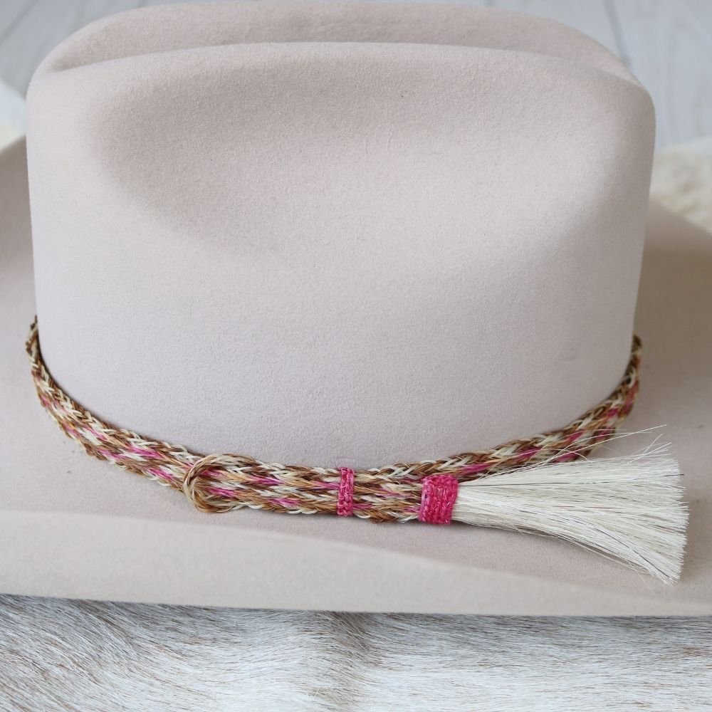 Horsehair Pink Braided Tassel Hat Band
