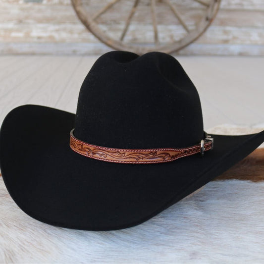 Carved Leather Hat Band - Dakota