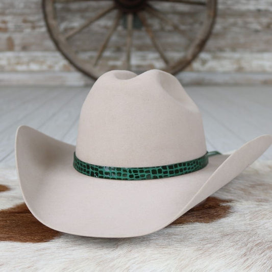 Leather Hat Band – Emerald Croc