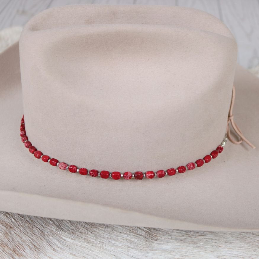 Chunky Red Stone Hat Band - Ember